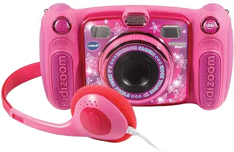 VTech Kidizoom Duo 5.0 - Cámara de Fotos Digital, Infantil con 5 Megapíxeles, Pantalla a Color, Juguete para Aprender en Casa, 10 Funciones Diferentes, 2 Objetivos, Rosa  