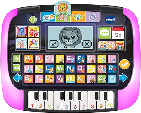 VTech Tableta de Aprendizaje y Música, Tableta Musical con 12 Actividades de Aprendizaje y Marco Luminoso, para Aprender Palabras, Letras, Números, Niños de 2 a 5 Años, Multicolor, Idioma Aleman  