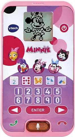 VTech - Teléfono Educativo de Minnie Mouse, Juguete Interactivo Disney para Niños +3 Años, 6 Actividades que Enseñan a Contar, Sumas y Restas, Figuras, Versión ESP  