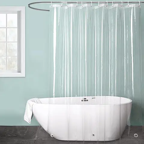 Vueinrg Cortina Ducha Transparente, 180 x 200cm Cortinas de Ducha Impermeables, Cortinas de Baño Antimoho con Revestimiento de PEVA Cortina Bañera con 12 Ojales para Ducha o Bañera  