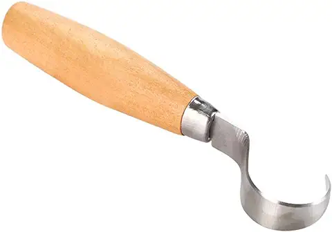 Vusddy Cuchillo de Gancho para Tallar Madera, Cuchara de Madera Tallada para Adultos, Silencioso Hueco con Mango Ergonómico y Diseño Curvado para Cucharas, Cuencos, Manualidades  