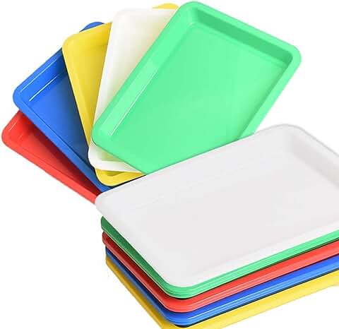 WAIZHIUA 10 Piezas Bandeja Plástico Rectangular para Manualidades, Multicolor Bandeja de Plastico Multiusos para Material Actividades Juguetes Sensoriales Proyectos de Bricolaje  