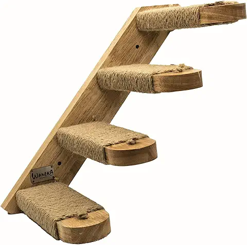 WANEKA Escalera para Gatos en Pared Cuatro Escalones Escalón de Cuerda de Yute Rascador para Gatos Grandes Accesorio para Gato Regalo Arbol Rascador Juguete Gato Rascador Sisal  