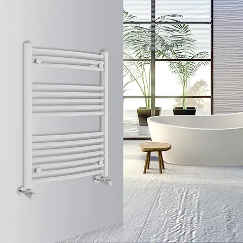 Warmehaus Radiador de Toallero con Calefacción Curvada para Baño, Calefacción Central, 800 x 600 mm, Color Blanco  