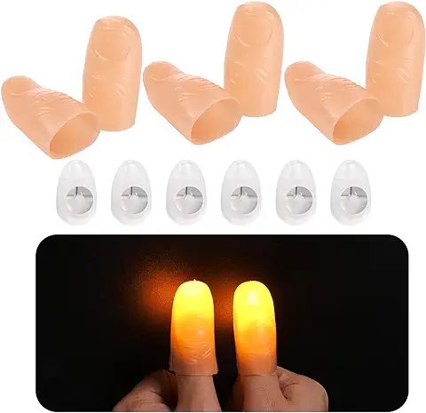 Weewooday 6 Luces Mágicas de Pulgar Luz de LED de Dedo Falso Intermitente Amarilla Dedo de Truco de Magia Juguete de Broma para Bar Espectáculo Teatral Actuación Accesorios Mágicos Juegos de Magia  