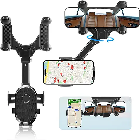 Weinsamkeit Soporte para Teléfono para Espejo Retrovisor de Coche Soporte para Teléfono 360 Giratorio y Retráctil Soporte del Coche Móvil Universal Multifuncional Pinza de Espejo Retrovisor de Coche  