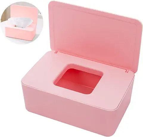 WELLXUNK® Caja para Toallitas Húmedas, Dispensador de Toallitas Húmedas, Caja De Servilletas, Caja de Toallitas para Bebé, caja de Almacenamiento Antideslizante para Tejidos de Bebé (Rosado)  