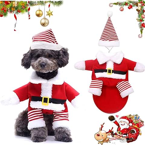 WELLXUNK® Disfraz de Papá Noel de Pet, Disfraz de Navidad para Mascotas, Disfraz de Navidad para Perros Lindo Santa Claus Ropa de Fiesta año Nuevo Divertido Disfraz para Fiestas de Mascotas (L)  