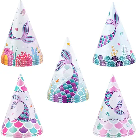 WERNNSAI Sombreros de Fiesta - Suministros de Fiesta de Cumpleaños para Niños Gorros Forma Cónica Sombreros de Papel  