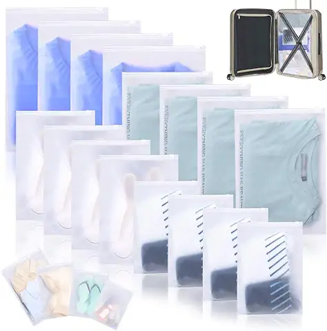 16Pcs Bolsas Organizadoras de Almacenamiento para Embalaje de Viaje, ropa Interior, Cosméticos, Zapatos, Conjunto de Bolsa Multifuncional Impermeable Transparente  