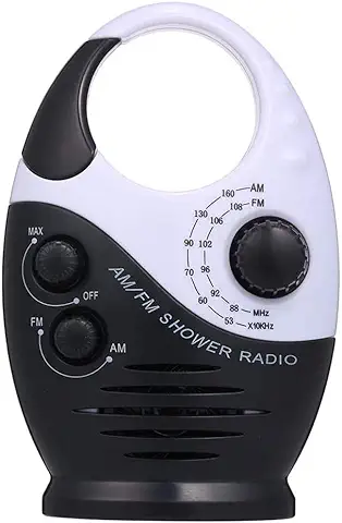 WHCQ Ducha Radio Impermeable, 3 V, 0,5 W, Ducha con Volumen Ajustable, Orador Principal Am-FM, Altavoces Baño-Ducha, Radio Inalámbrica con asa Superior  