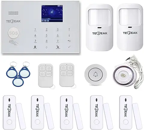 WiFi/gsm Sistema de Seguridad,TecPeak Kit de Seguridad y Alarma Hogar con 120dB Sirena para Proteger su Hogar y Oficina (A2)  