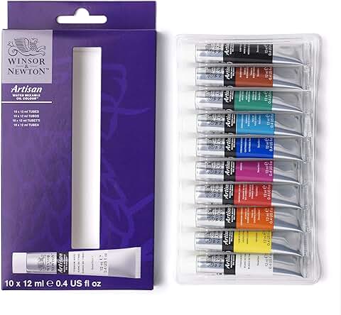 Winsor & Newton óleo al agua Artisan - Set de óleo Mezclable con agua de 10 Tubos de 12ml Colores Surtidos para Iniciación a la Pintura al óleo  