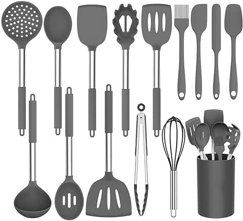 WisFox Espátulas de Silicona, Utensilios de Cocina Silicona Resistentes al Calor (17 PCS)  