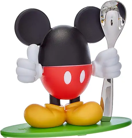 WMF Disney Mickey Mouse Huevera con Cuchara, 14 cm, Divertida Huevera para Niños, Plástico, Acero Inoxidable Cromargan Pulido, no Destiñe, apto para Alimentos  