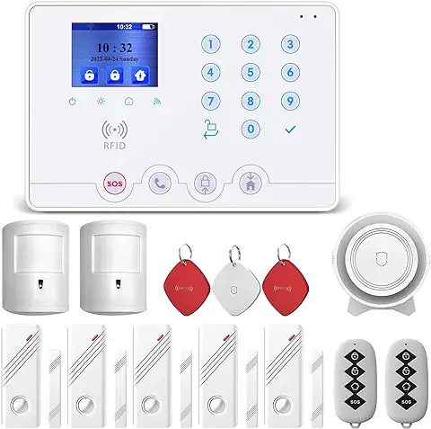 Wolf Guard W4Q Alarma Inalámbrica Para el Hogar, Alarma Antirrobo WiFi, Sistema Antirrobo Completo con Sirena, Sensor de Puerta, Sensor de Movimiento  