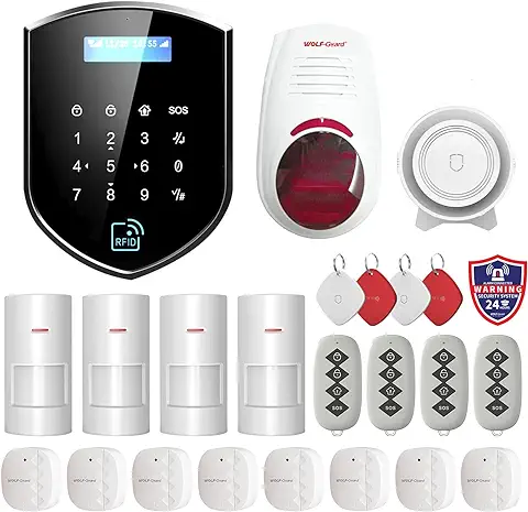 Wolf Guard WT4R-W03 Seguridad Antirrobo Inalámbrica, WiFi 2.4G + 4G Sistema de Alarma para el Hogar, kit de Bricolaje, Aplicación Tuya Smartlife Compatible con Google y Alexa  