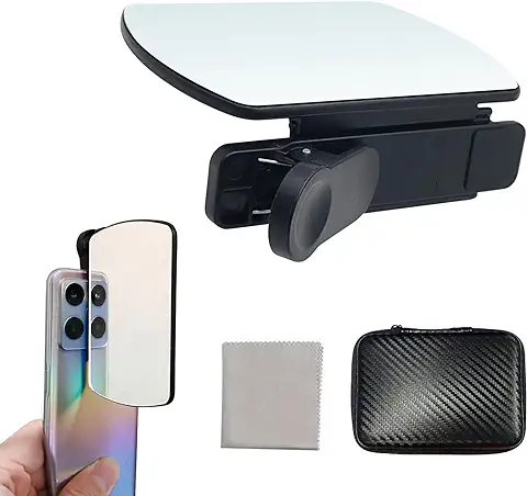 Wondsea Cámara de Reflexión para Teléfono Móvil, kit de clip de Reflexión para Cámara, clip para Teléfono Móvil, Accesorios de Fotos, Espejo Reflectante Ajustable, Artefacto para Selfie, con Paño de  