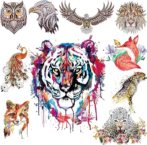 Woohome 10 Estilo Patch Sticker Animal Parches de Transferencia de Calor, Animal Transferencia Térmica de Hierro en Parches para Camiseta, Jeans, Mochilas, Vestido, Decoración de Arte DIY  