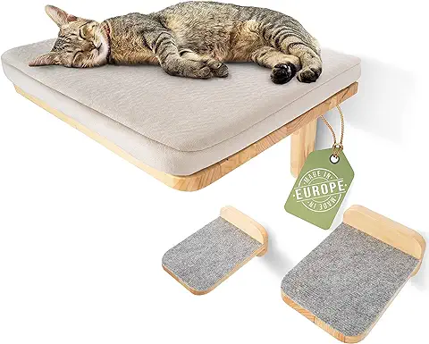 WOOWOOD® Pared de Escalada para Gatos, Incluye 2 Escaleras para Gatos, de Europa, árbol Rascador de Pared, Hamaca para Gatos, Pared de Gatos, Pared para Gatos, Rascador de Pared, Muebles para Gatos,  