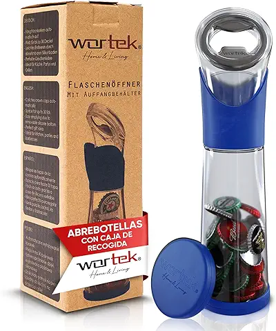 Wortek Abrebotellas con Recipiente Collector - Abridor Cerveza Regalo Gadgets Originales Abridor de Botellas Utensilios de Cocina Camper Furgoneta Accesorios Camping - Regalos Originales para Hombre  