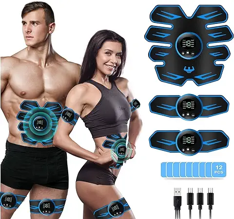 WUGEIN Abdominales Electroestimulacion,Electroestimulador Muscular Abdominales,EMS Estimulador Muscular Abdominales Cinturón, ABS Estimulador Muscular para Bdomen/Brazo/Piernas/Glúteos  