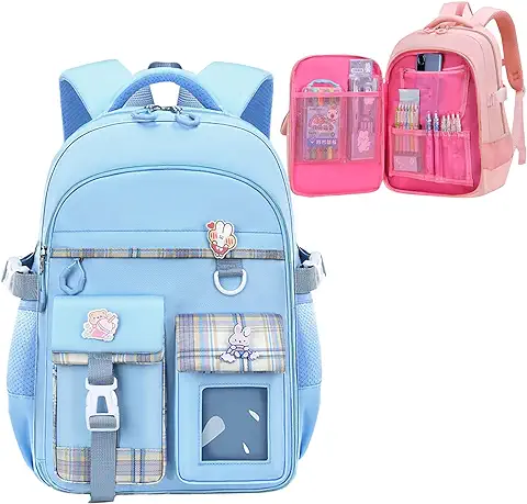 WYCY Mochila para Niñas Moda Refrigerador Puerta Mochila Escolar Gran Capacidad Kawaii Mochila Escolar con Lindos Colgantes de Unicornio y Mochila Impermeable para Niñas  