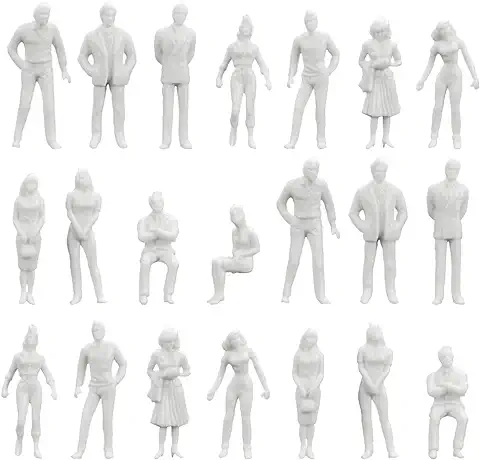 XAVSWRDE 100 Piezas Figuras Miniaturas de Personas a Escala 1:50 de 13 Estilos Personas en Miniaturas para Maquetas Muñecos Blancos sin Pintar para Manualidades Modelismos Arquitecturas  