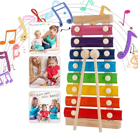 Xilófono Juguetes,Musicales Xilófono de Madera，Instrumento Musical de Percusión Mejor día Cumpleaños Regalo,para Niños de Entre 3 y más  