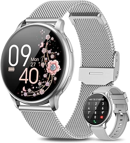 XINGHESF Smartwatch Mujer Llamadas, 1.39" Reloj Inteligente Mujer con 19 Modos Deportes, Pulsómetro, Presión Arterial, SpO2, Smartwatch Mujer Recibir y Contestar para Android iOS Plata  