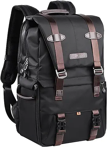 XIYINLI K&F Concept Mochila para Cámara Fotografía Storager Bolsa Lateral Abierta Disponible para Computadora Portátil de 15.6 Pulgadas con Cubierta Impermeable Correas de Trípode para SLR DSLR Ne  