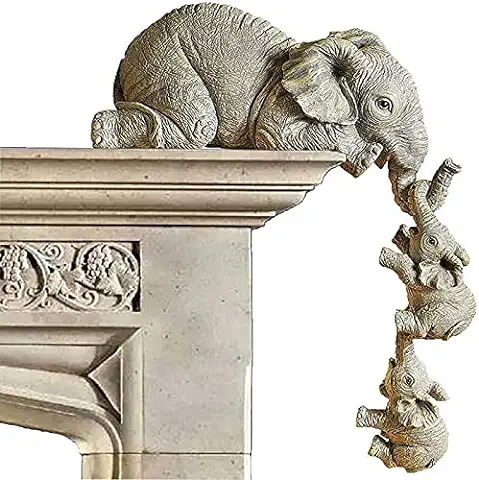 Xlwen Figuras De Elefante Cariñosas, 3 Pcs Estatua De Adorno Colgante para Madre Y Dos Bebés, Escultura De Resina Artesanal De Elefante para para el Hogar, Hotel  