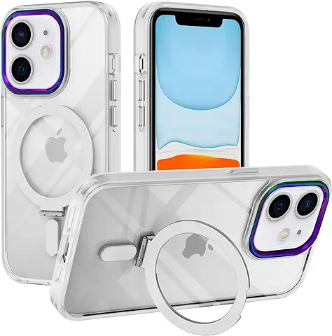 XTCASE Funda Magnética para IPhone 11 [Compatible con MagSafe], Carcasa Transparente con Soporte, Prueba De Golpes Resistente a Arañazos Funda de Protección de Grado Militar, Blanco  