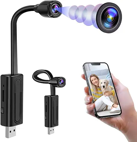 Yadayuki Cámara Espía Oculta, Mini Camara Espia WiFi USB, Camara Vigilancia Domicilio WiFi Espia con Detección de Movimiento para Interior Domicilio Oficina Seguridad  