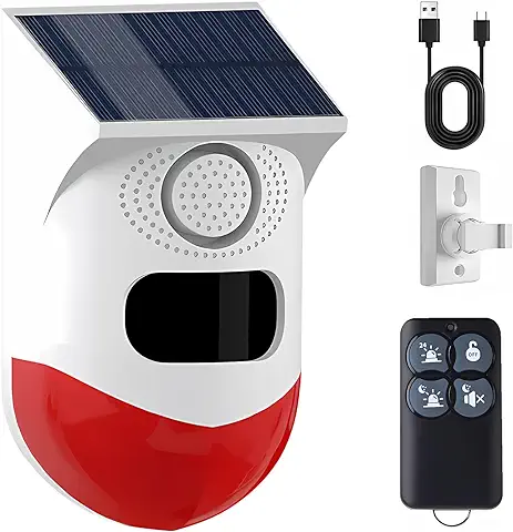 Yasorn Smart Solar Detector de Movimiento, Alarmas para casa WiFi 120dB Sonido Sirena de Seguridad Impermeable, Protege tu Casa, Granja, Granero, Villa, Patio  