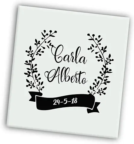 Yatatu - Tatuajes Temporales Adultos Personalizados con Nombre y Fecha - Calcomanías para Boda, Compromiso, Despedida de Soltera, Fiesta, Vintage - Detalles boda para Invitados (40mm / 50 Unidades)  