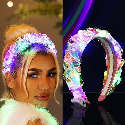 Yean Diadema Luminosa con Corona Luminosa, Diadema Láser para el Pelo, Discoteca, Disfraz de Fiesta, Accesorios para el Cabello para Mujeres y Niñas  