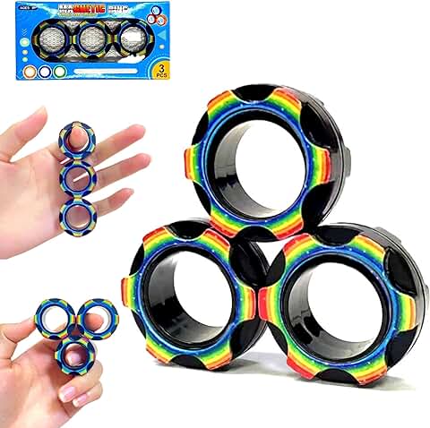 Yeefunjoy 3PCS Fidget Toys, Juguetes de Anillos Magnéticos Fidget Magnets Fidget Toys, Juguetes para Aliviar el Estrés TDAH, Favores de Fiesta de Cumpleaños, Navidad y Halloween para Niños Adultos  