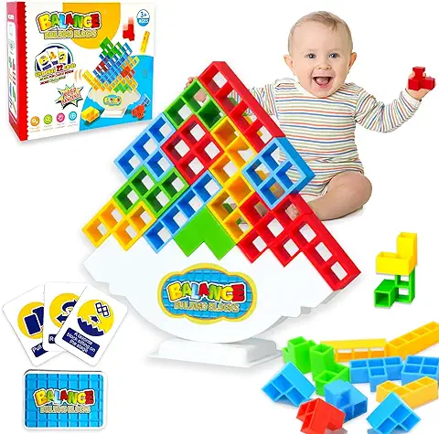 Yeefunjoy Bloques de Tetris, Tetra Tower Juegos Apilables, Juego Apilables de Equilibrio, Juguetes Educativo Montessori, para Juegos Familiares Fiestas Viajes, Regalos de Cumpleaños para Niños 3+ Años  