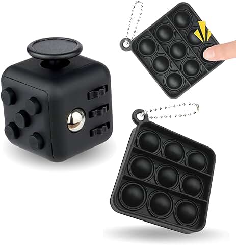 Yeefunjoy Juguete Antiestrés Stress Cube, Juego de 2 Juguetes para Fidget, Fidget Cubo Pop Fidget It Toys Llavero Fidget Toy Cube para ADHS Niños y Adultos Anti-ansiedad Anti-Stress  