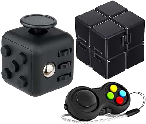 Yeefunjoy Juguete Antiestrés Stress Cube, Juego de 3 Juguetes para Fidget, Fidget Cubo Infinito Cubo Fidget Pad Fidget Toy Cube Retro Controller para ADHS Niños y Adultos Anti-ansiedad Anti-Stress  