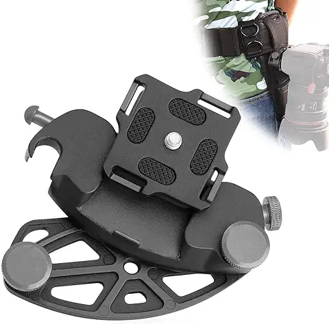 Yeelan Clip de Cámara de Aleación de Aluminio, Soporte de Cámara, clip de Cinturón de Soporte de Cámara con Tornillos de 1/4 Pulg., Para Cámara DSLR SLR, Mochila, Trípode, Cinturón  