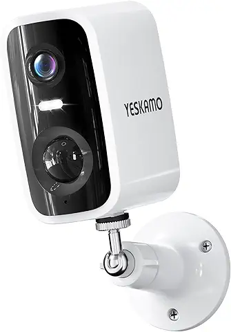 YESKAMO 2K 3MP Cámara Vigilancia WiFi Exterior/Interior Q10 Cámara de Vigilancia sin Cable con Batería 5200mAh, IP66, 10M Visión Nocturna, Detección de Movimiento PIR, Audio de 2 Vias  