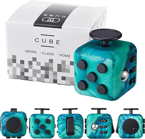 Yetech Juguete Antiestrés Stress Cube,Verde Cubo Anti-estrees con 6 Módulos Relajantes, para Niños y Adultos Anti-ansiedad Anti-Stress  