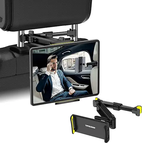 Yifacoom Soporte Tablet Coche, para Reposacabezas Automóvil Telescópico, Soporte Universal, Giratorio 360°, Compatible con Móvil, iPad und Otros Tableta de 4-12,9 Pulgadas  