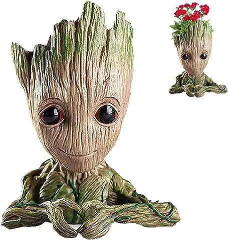 YISKY Maceta Adorno, Maceta para Macetas Tree Man, Baby Groot Pen Pot, Decoración Escritorio Groot, Diseño Personaje Groot, Maceta para Planta Creativo Regalos, Decoración Burbujas Aire Groot (B)  