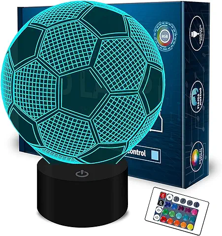 Yiyicas 3D Ilusión óptica Lámpara LED Luz de Noche Deco LED Lámpara 7 Colores de Control Remoto con Acrílico Plano & ABS Base & Cargador usb  