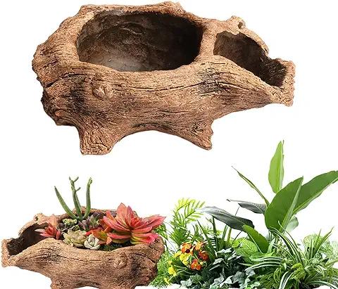 Yiyifor Macetas de Suculentas, Maceta de Madera Flotante Vintage Escultura Maceta Suculenta,Simulación de Raíz de Arbol Suculenta con Orificio de Drenaje,Decorativa para Jardín en Casa Maceta  