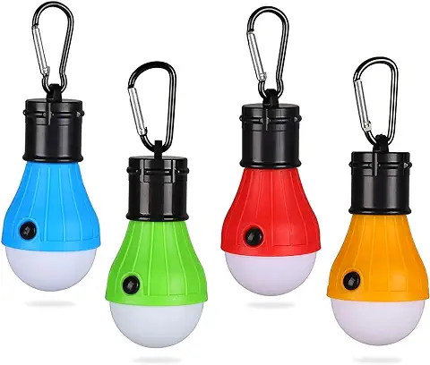 Yizhet Linterna Camping, 4 Piezas Luz Tienda de Campaña 3 Modos Farol Camping LED Impermeable IP65 con Mosquetón Clip Lampara Camping para Acampada, Senderismo, Emergencia Exterior  