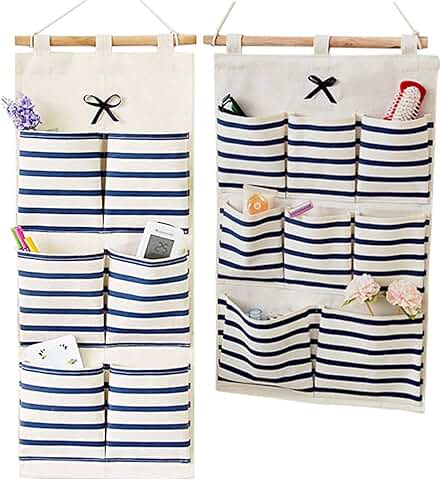 Ylinwtech 2 Piezas Bolsa de Almacenamiento Pared,Organizador Colgante,Bolsa de Almacenamiento Montada,con 6 Bolsillos y 8 Bolsillos,para Dormitorio,Cuarto de Baño,Armario,Cocina  